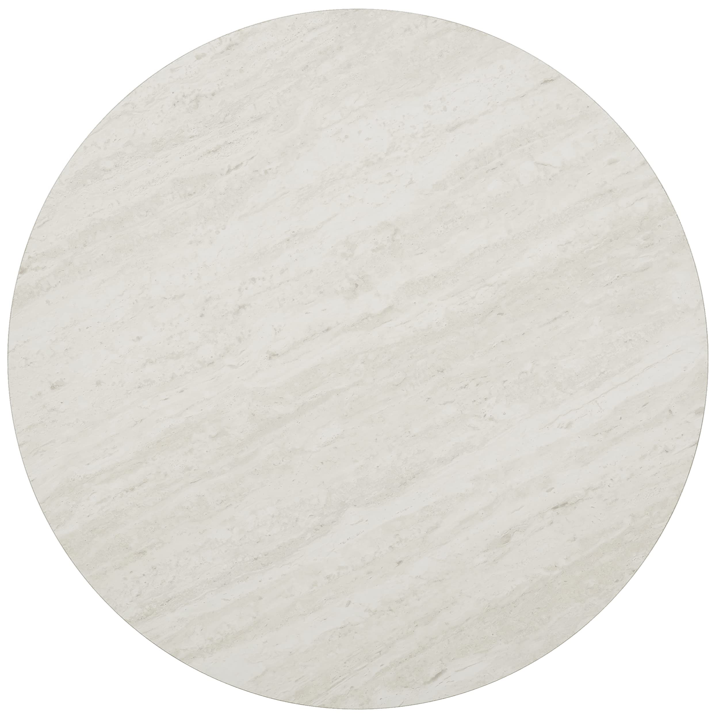 SEI Furniture Luna Faux Stone Round Side Table - Silver Finish Modern Accent Table for Living Room, Bedroom, or Outdoor Patio Decor