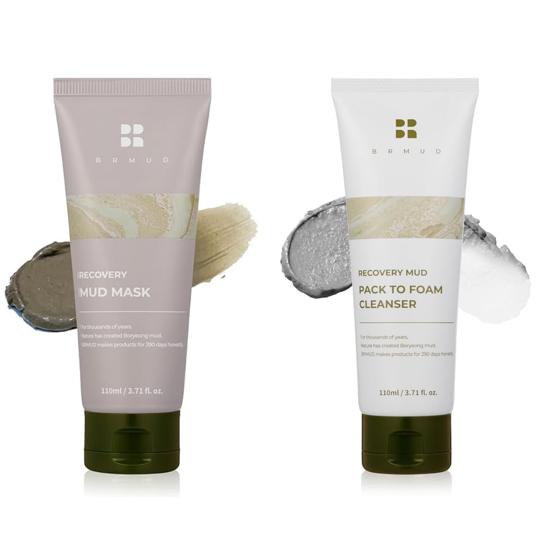 Cardi B Skin Care Bundle - Recovery Mud Clay Face Mask & Foaming Facial Cleanser | Korean K-Mud Mask for Deep Cleansing & Pore Refining | Perfect for Spa Night & Self-Care Routine