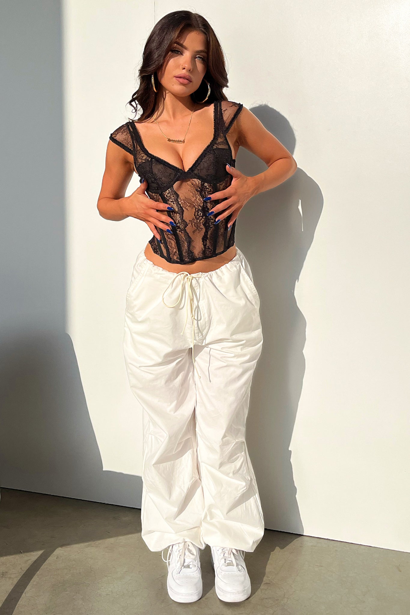 Millana Women's Parachute Pants - Stylish White High Waisted Joggers for Yoga, Lounge & Streetwear Fashion