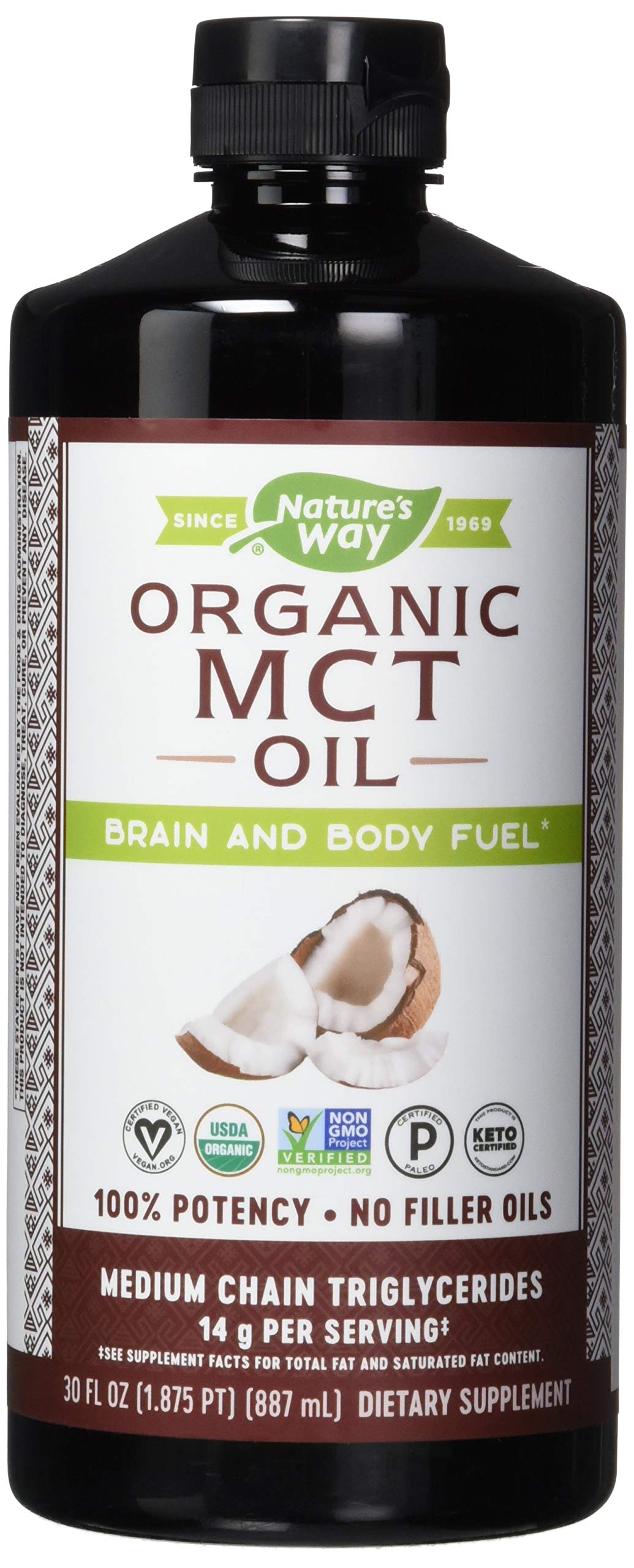 Nature's Way Pure Coconut MCT Oil - 14g MCTs Per Serving, No Fillers, 30 Fl Oz (Pack of 6) | Keto Diet, Coffee Booster & Energy Supplement for Weight Management