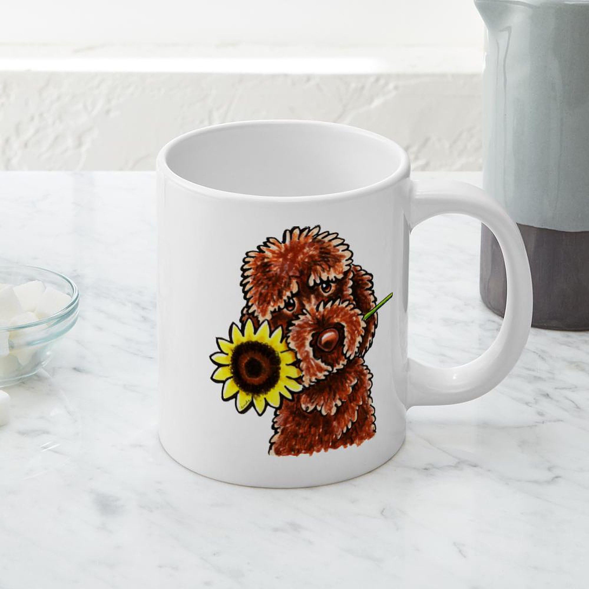 Sunny Chocolate Labradoodle 20 oz Ceramic Coffee Mug - Large Mega Cup for Hot Drinks, Perfect for Dog Lovers, Office Use & Gift Giving