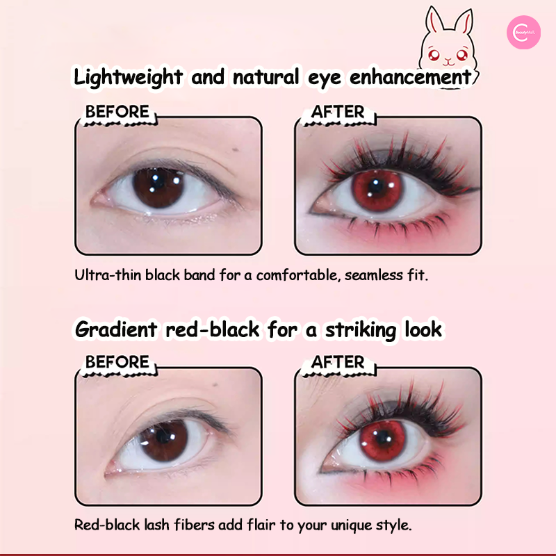 Gaoashes X Freya86 UF21 Gradient Red Black False Eyelashes - Natural Looking Voluminous Lashes for Dramatic Eye Makeup, Perfect for Parties, Weddings & Special Occasions