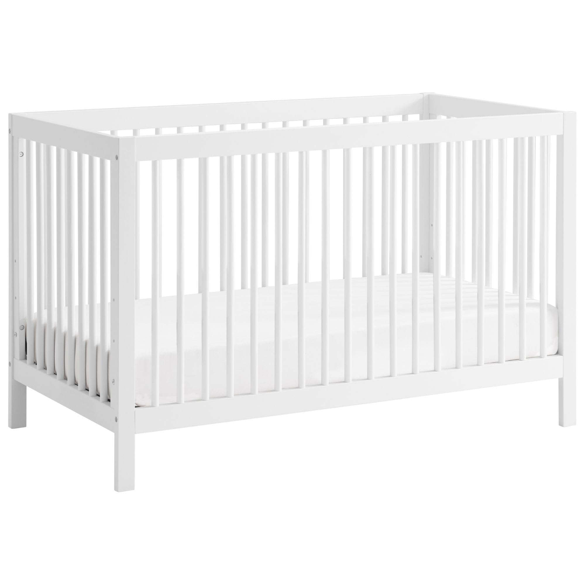 Oxford Baby Essentials Island Full Size 4-in-1 Convertible Baby Crib with Round Spindles - White | Nursery, Toddler Bed, Daybed & Twin Bed Conversion | Safe & Stylish for Newborn to Teen