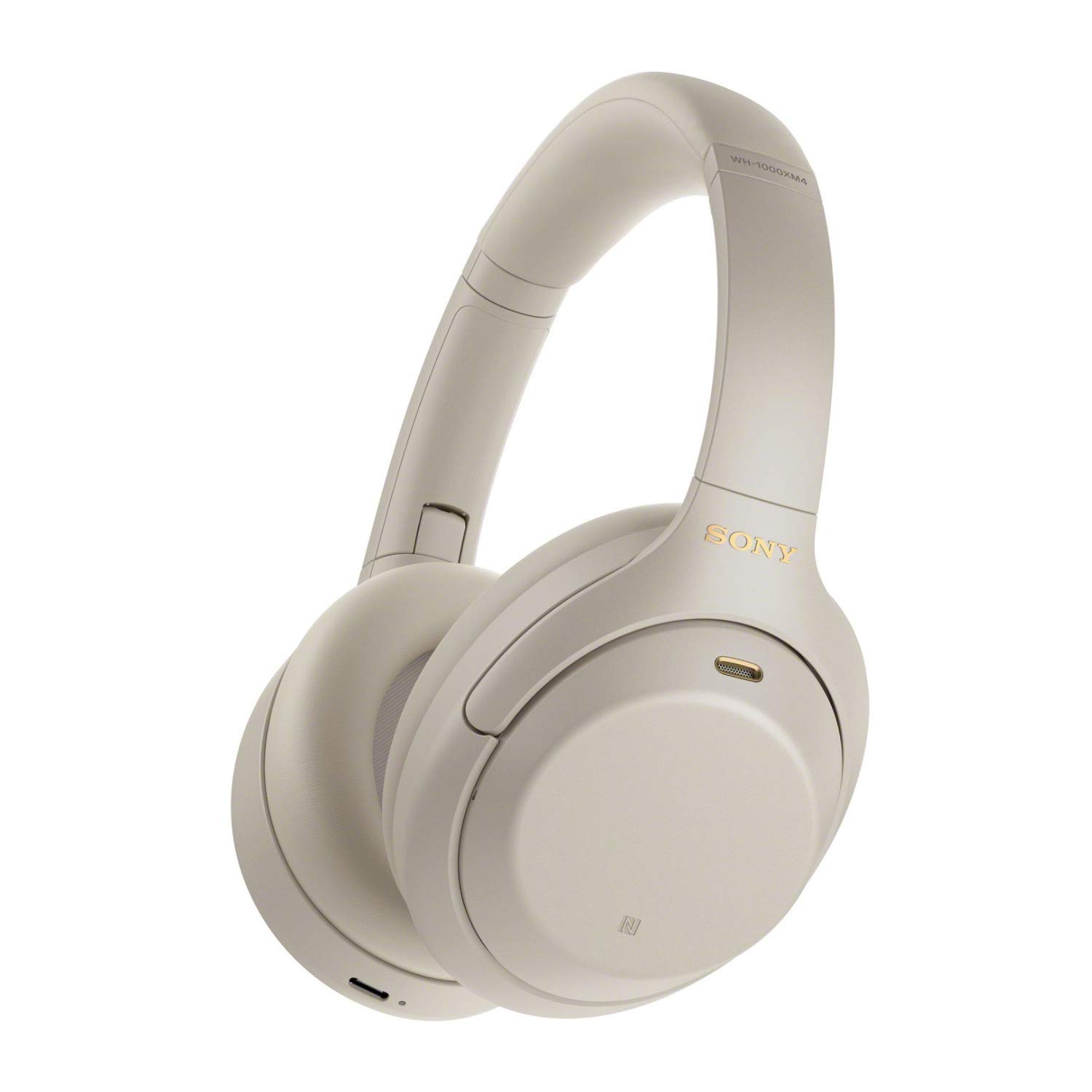 Sony WH-1000XM4 Wireless Bluetooth Noise Cancelling Over-Ear Headphones with Built-in Mic (Silver) + Premium Headphone Stand Holder - Perfect for Travel, Office & Home Use