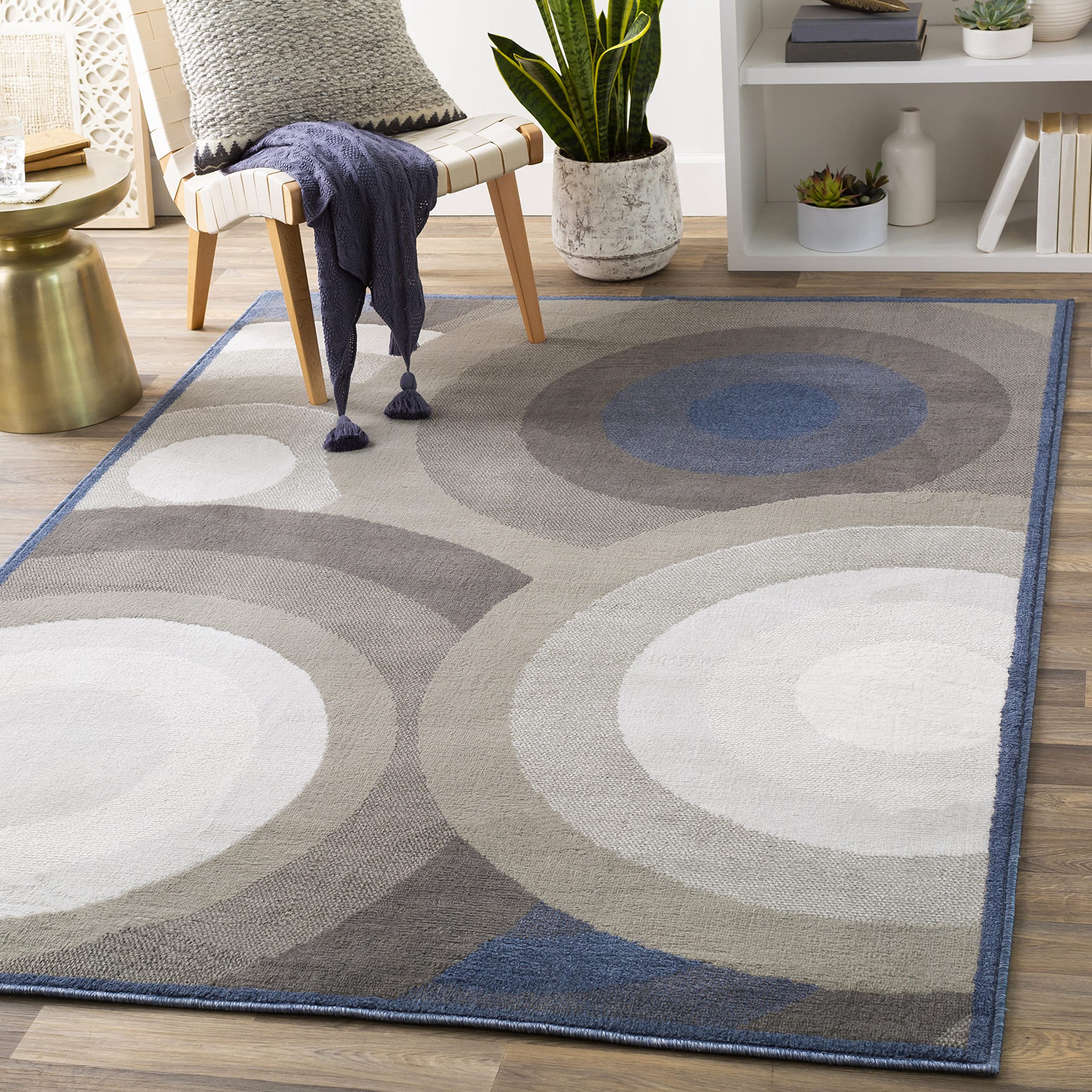 Mark&Day 2x3 Modern Navy Area Rug - Soft Bernheze Blue Gray White Carpet for Living Room, Bedroom, Kitchen | Non-Slip & Durable | Perfect for Home Decor, Office, or Entryway (2' x 2'11