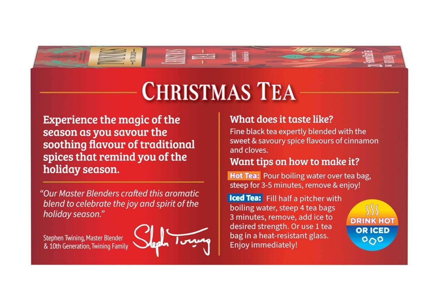 Twinings Holiday Sweet & Spicy Tea Variety 2-Pack - Caffeinated Christmas Black Tea & Caffeine-Free Winter Spice Herbal Tea | 40 Tea Bags Total (20 Each) | Perfect Christmas Gift & Cozy Winter Beverage for Family Gatherings, Office Parties & Relaxing Evenings by the Fireplace
