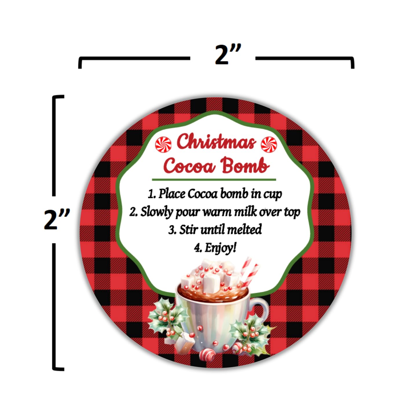 40 Christmas Hot Chocolate Cocoa Bomb Stickers - Waterproof Peel & Stick Labels with Instructions - Perfect for Holiday Gifts, Party Favors & DIY Treats
