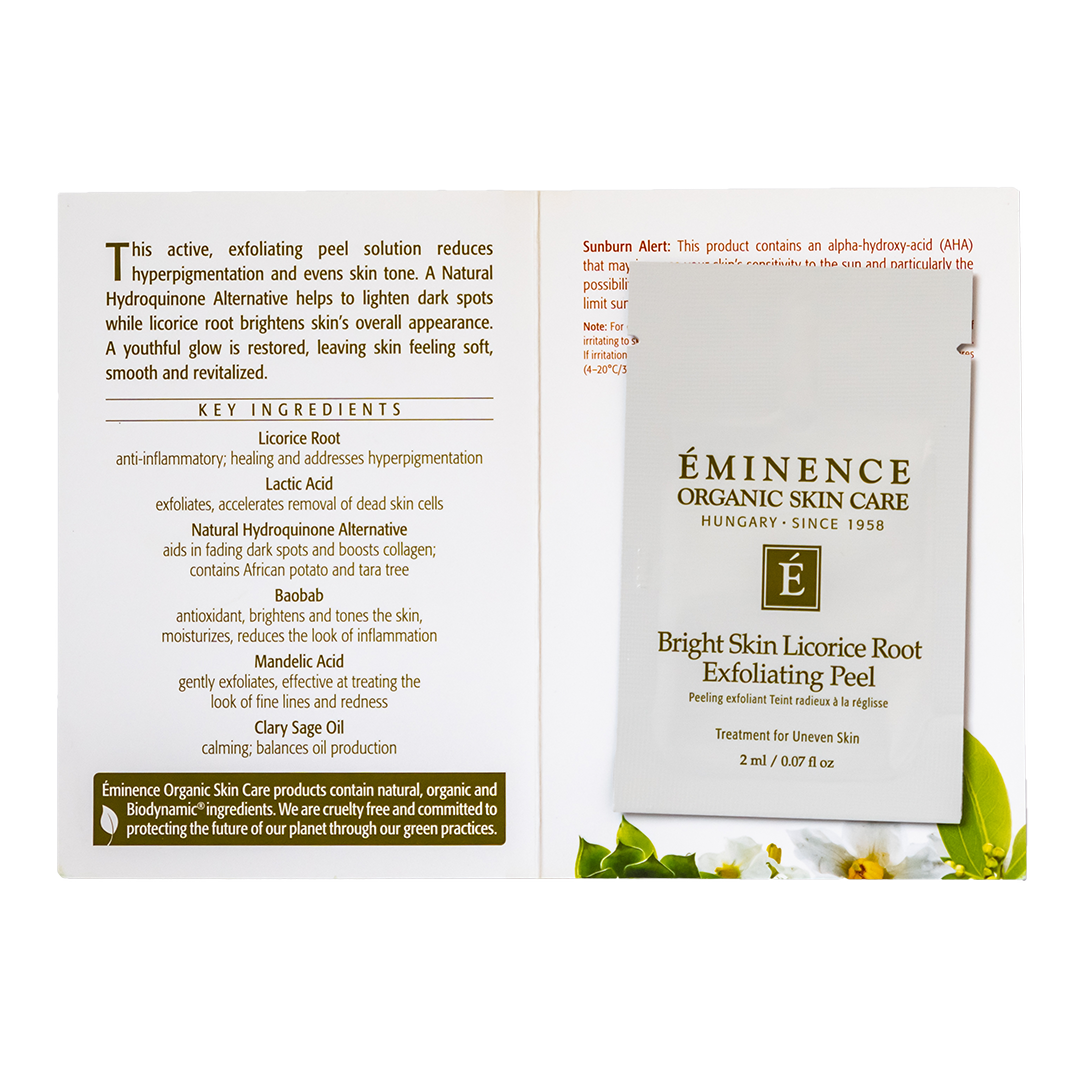 Eminence Organics Bright Skin Licorice Root Exfoliating Peel - Gentle Facial Exfoliator for Brighter, Smoother Skin | Perfect for Daily Skincare Routine & Acne-Prone Skin