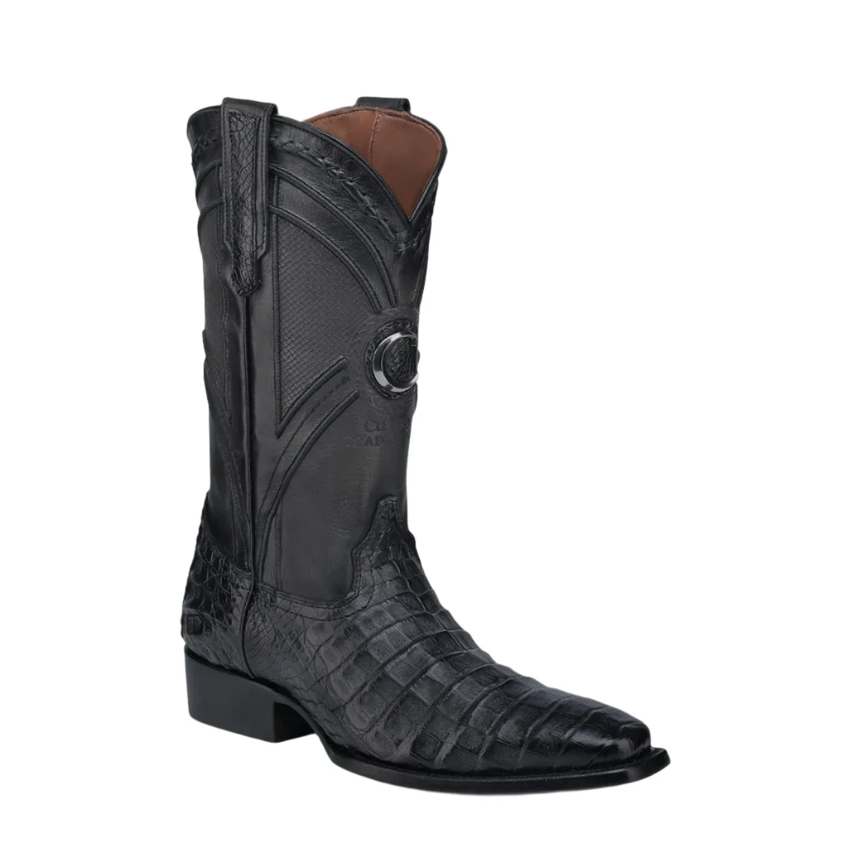 **Men's Cuadra Black Western Cowboy Caiman Boots - Genuine Leather, Comfortable & Stylish for Rodeo, Country Music Festivals & Western Fashion**
