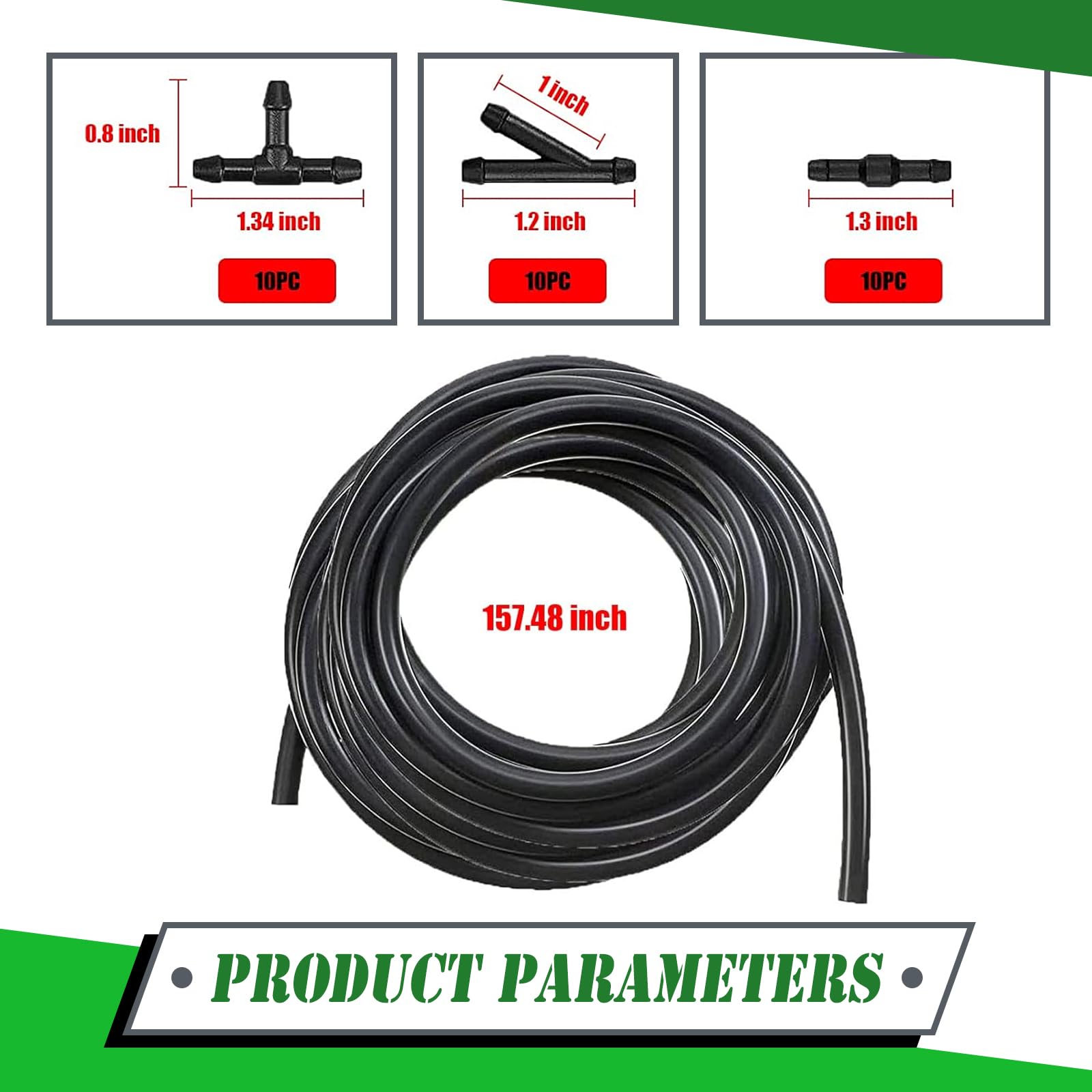 30 PCS Universal Car Windshield Washer Hose Kit - 13Ft Durable Rubber Washer Hose with 30 Vehicle Hose Connectors for Pump & Nozzles - Fits Trucks, SUVs & Most Vehicles (Black) - Perfect for Windshield Cleaning & Fluid System Maintenance