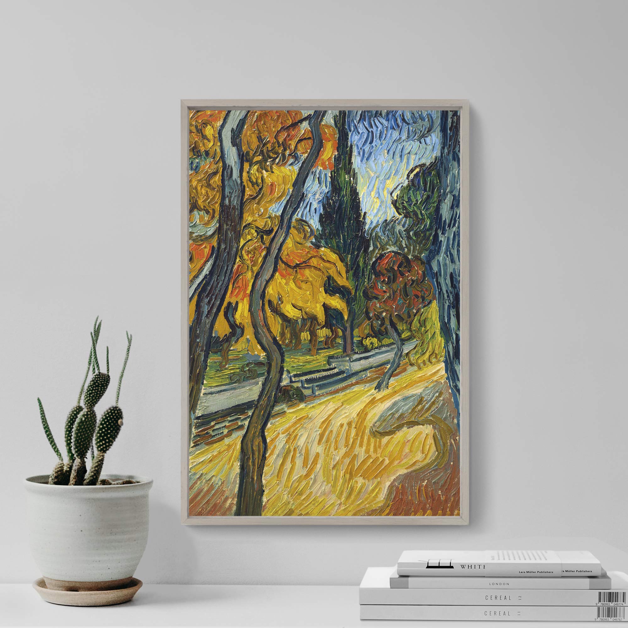 Vincent Van Gogh Trees in The Garden of Saint Paul Hospital (1889) Textured Paper Art Print Poster - 24x16 Inches - Dutch Post-Impressionist Painting Reproduction - Perfect for Home Decor, Office Wall Art & Gift for Art Lovers