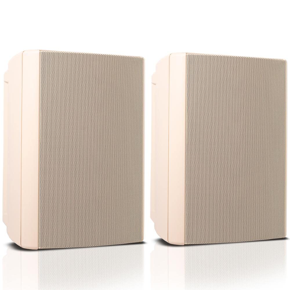 PROFICIENT AW525WHT 5.25 Inch White Weatherproof Indoor Outdoor Speakers - High Quality Sound for Patio, Garden, Poolside & Home Theater Systems
