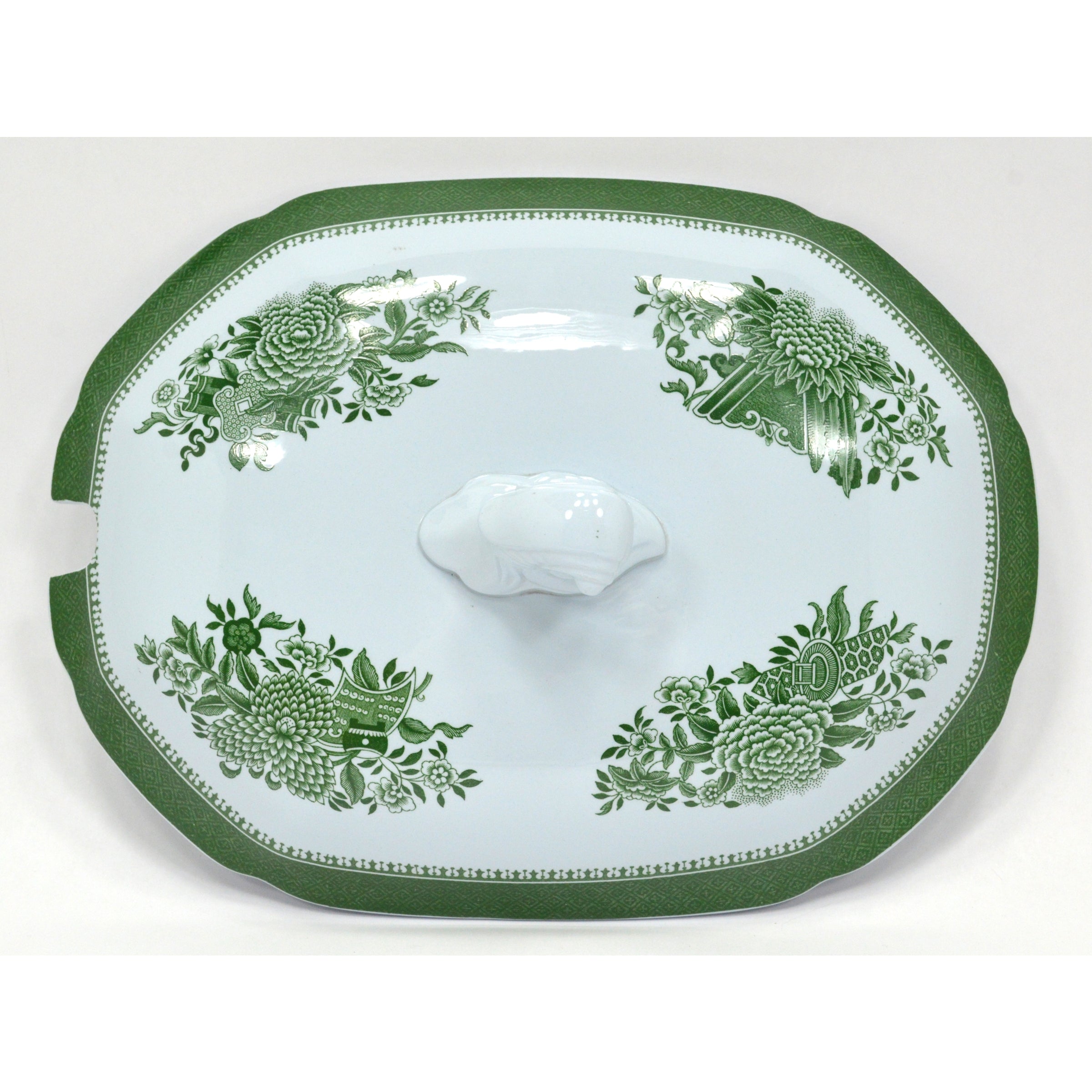 Premium SPODE 'FITZHUGH' Green 1-Gallon Large Soup Tureen with Lid - Elegant Serving Bowl for Dinner Parties & Holiday Entertaining