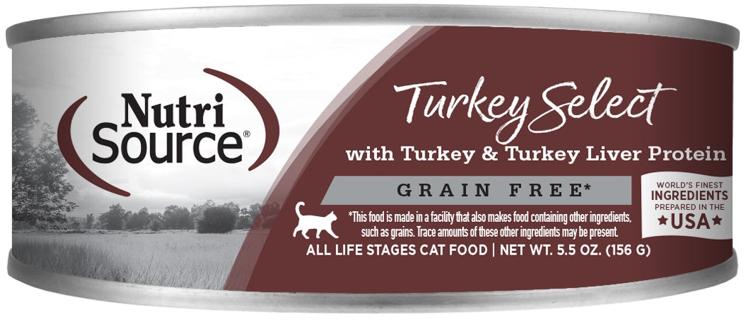 Premium Turkey Select Wet Cat Food for Adult Cats - Grain-Free, 5.5oz Cans (Pack of 12) - High Protein Meal for Indoor & Outdoor Cats - Perfect for Daily Feeding & Weight Management