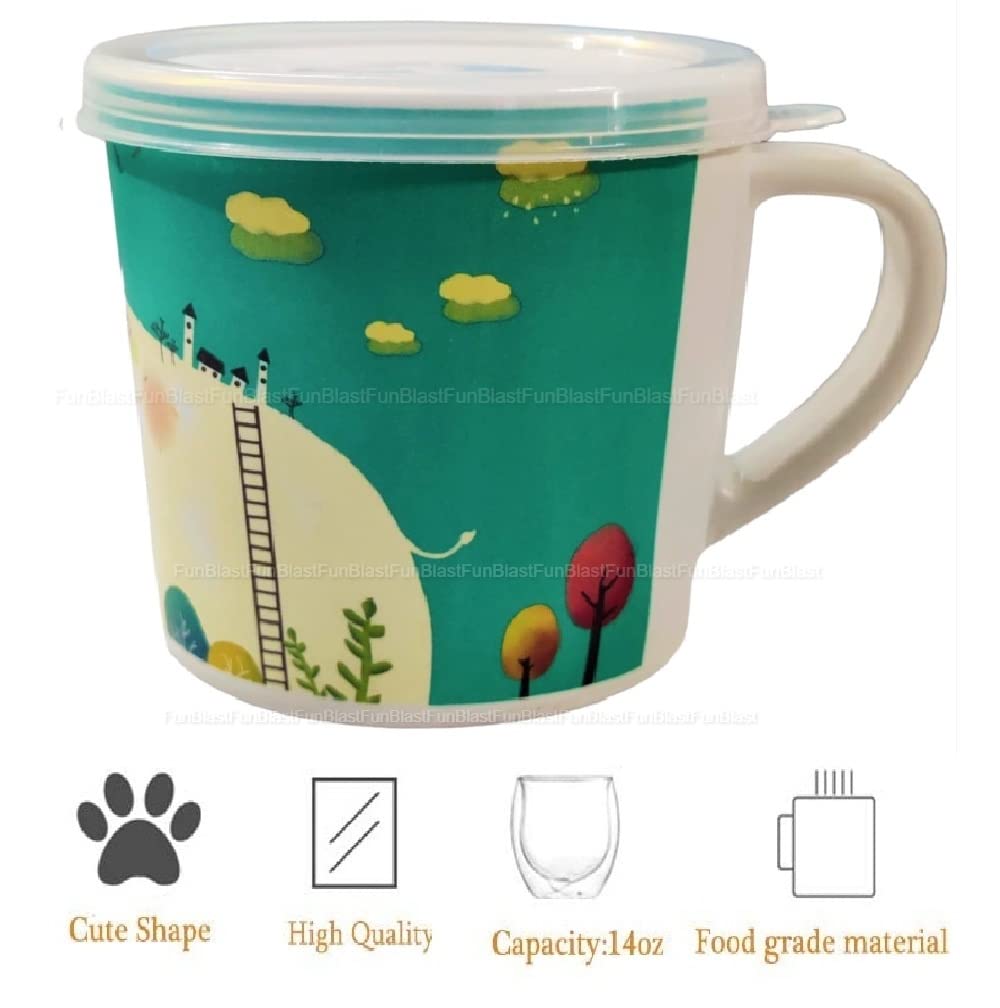 FunBlast Kids Milk Mug – BPA-Free Cartoon Elephant Design with Lid & Handle, 260ml Bamboo Fiber Cup for Toddlers & Children – Perfect for School, Travel, and Home Use
