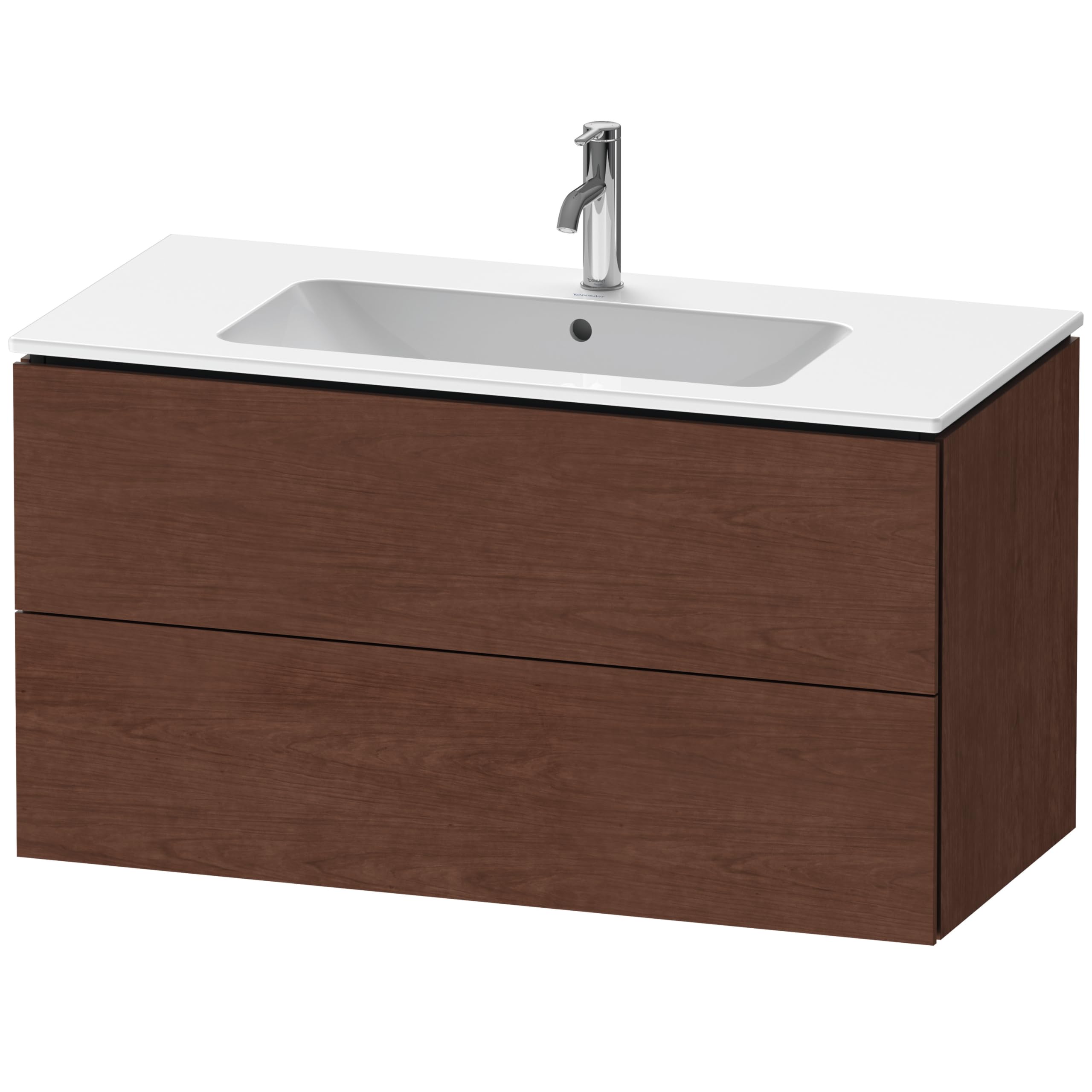 Duravit L-Cube 2-Drawer Wall-Mounted Bathroom Vanity - American Walnut Finish | Modern Space-Saving Design for Small Bathrooms & Powder Rooms