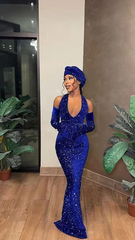 Elegant Royal Blue Sequin Prom Dress for Black Girls - Perfect for Homecoming, Pageants & Special Occasions | Style J4512