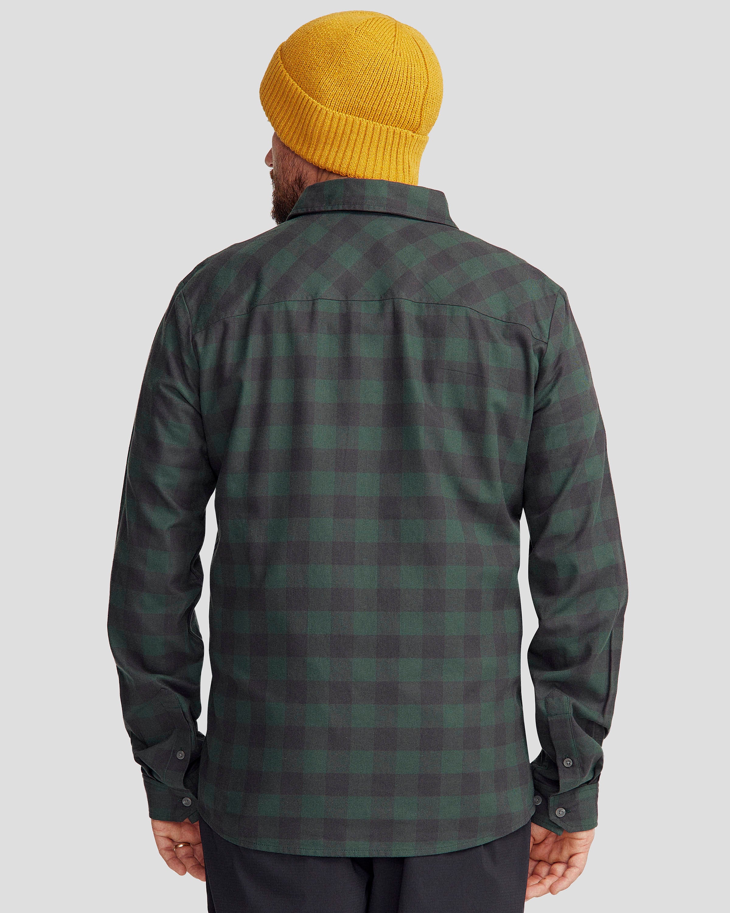 Men's Fyfe Long Sleeve Shirt - Forest Green Gingham Plaid Button-Up for Casual Wear & Outdoor Activities