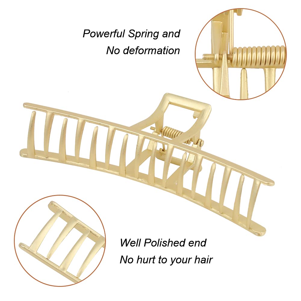 Butterfly Hair Clips for Thick Hair - Non-Slip Metal Claw Clips for Women (Light Gold) - Perfect for Long Hair Styling