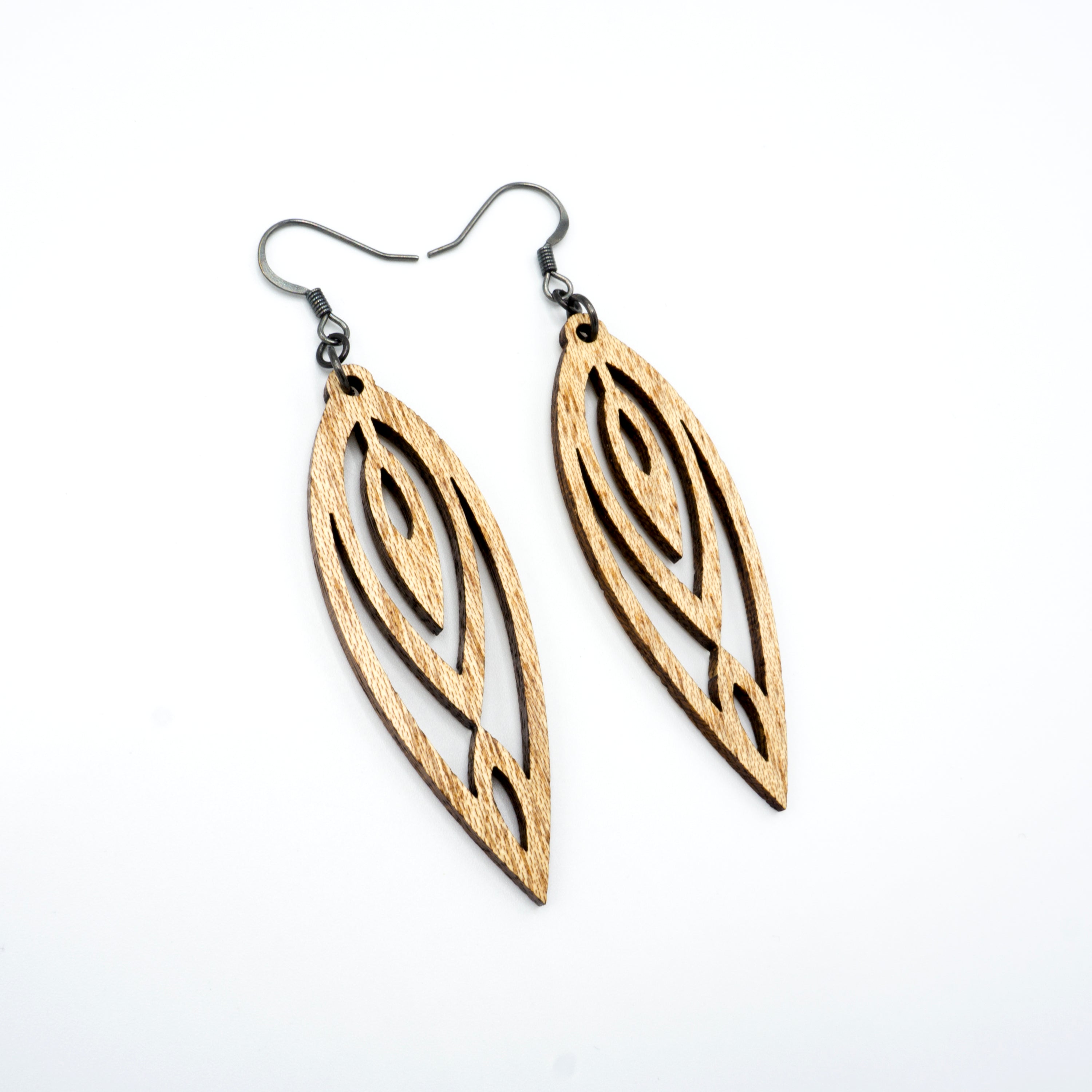 Handmade Mahogany Wood Earrings - Totem 06 [S] - Lightweight & Hypoallergenic for Boho & Festival Fashion