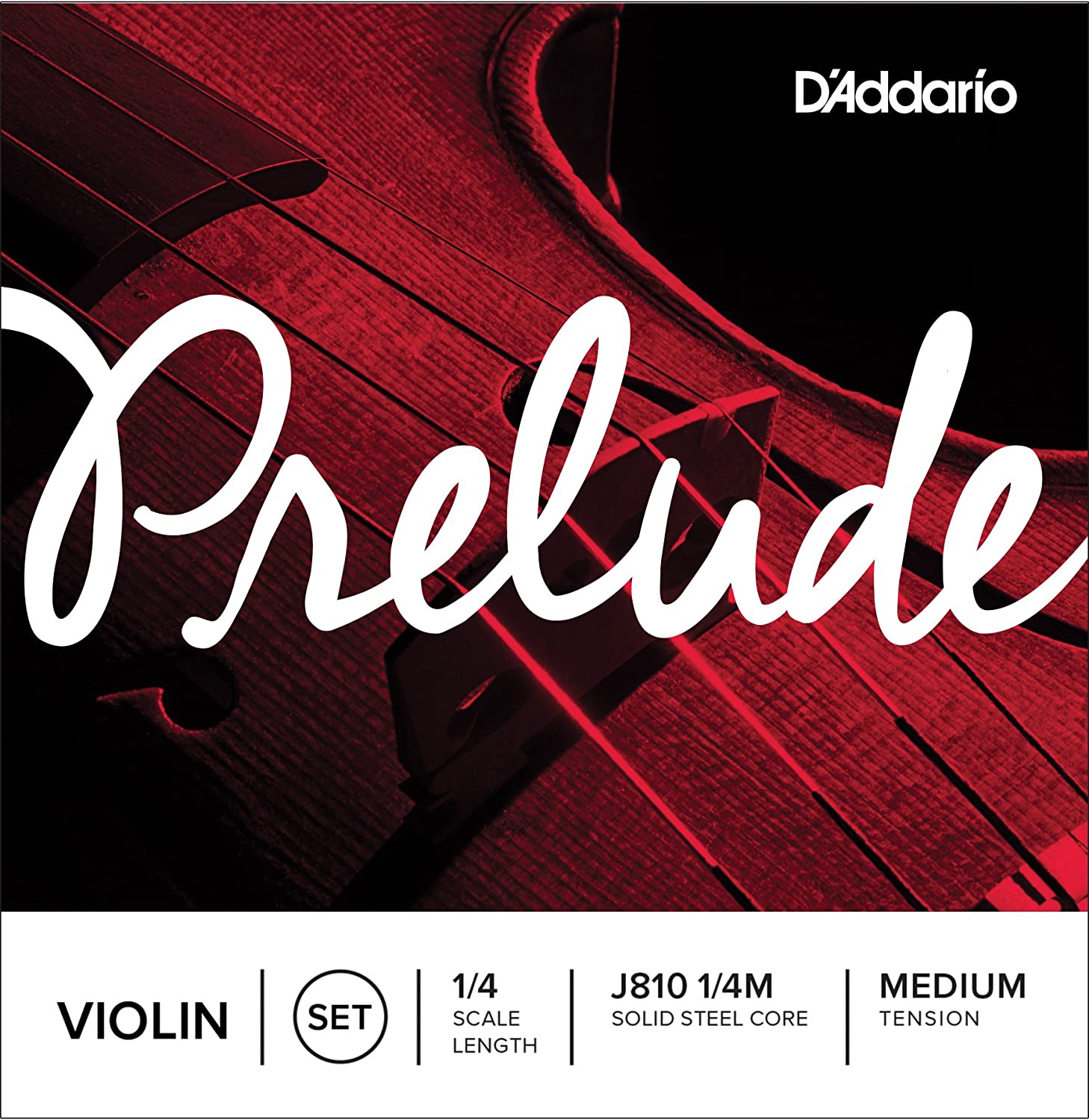 D'Addario Prelude Violin Strings Set 1/4 Size - Medium Tension for Student & Beginner Violins - Perfect for Practice, Lessons & Performances