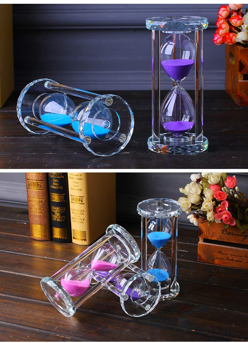 60 Minutes Hourglass Timer - Crystal Sand Timer with Diamond Carving Surface for Kitchen, Office, Desk Decor | Perfect Christmas & Birthday Gift (Purple) | Use for Cooking, Study, Meditation & Home Decoration