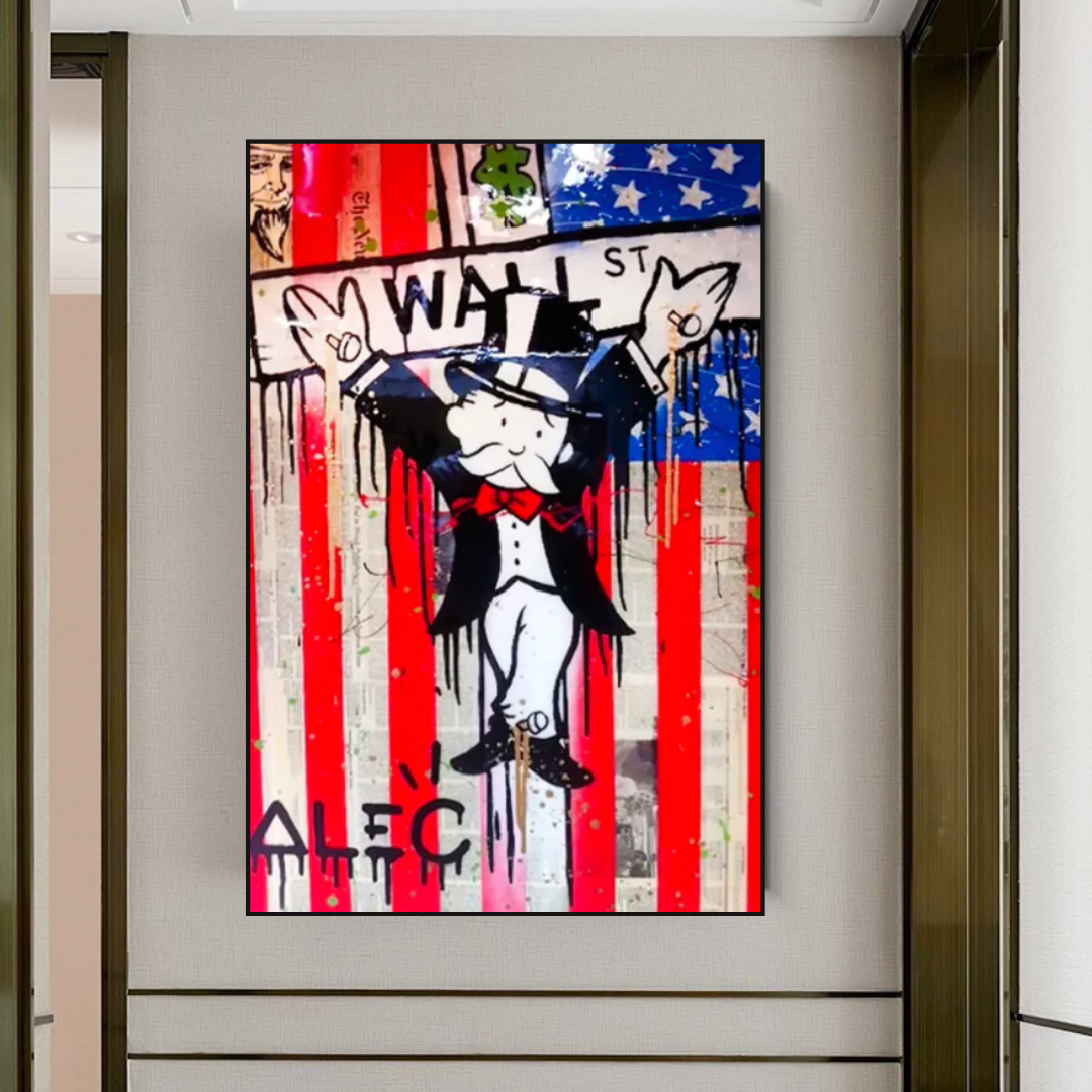 Alec Monopoly Millionaire Wall Street USA Canvas Wall Art - Modern Home Decor for Living Room, Office & Gallery