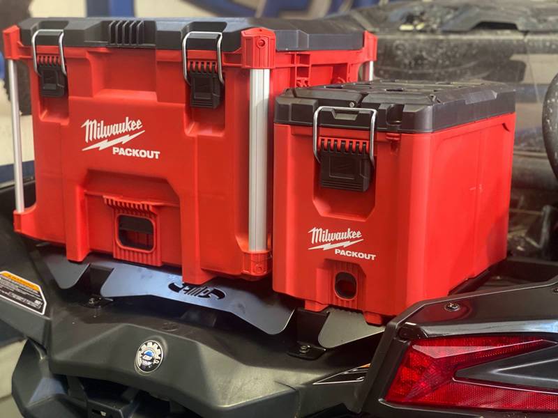Maverick X3/Sport and Trail Mount & Rack for Milwaukee PACKOUT Boxes & Coolers - Heavy-Duty Storage Solution for Off-Road Adventures, Camping, and Work Sites