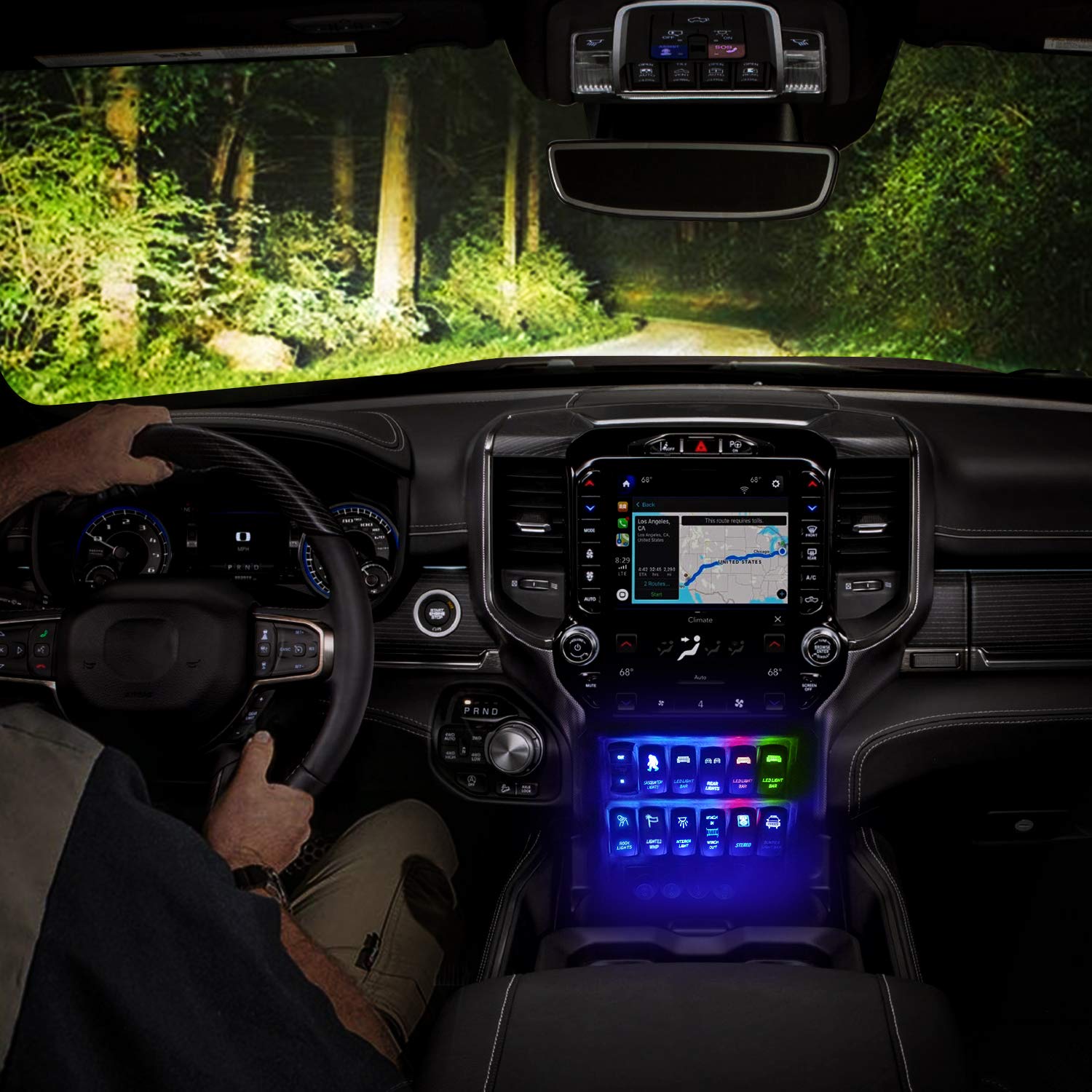 Nilight NI-RS05 5-Pin LED Light Bar Rocker Switch with Laser Engraving - 20A/12V 10A/24V On/Off Switch Kit with Jumper Wires (Blue) - 2 Year Warranty - Perfect for Off-Road Trucks, ATVs, Boats & Marine Lighting Systems