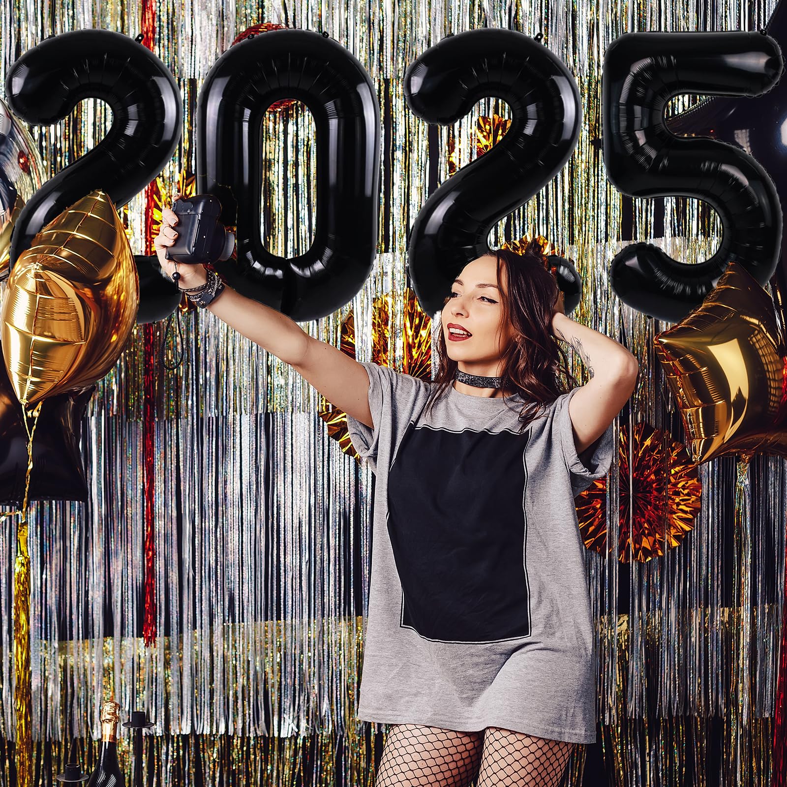 40 Inch 2025 Black Foil Number Balloons - Large Graduation & New Year Party Decorations for Class of 2025 Celebrations, Birthday, Anniversary & Festive Events