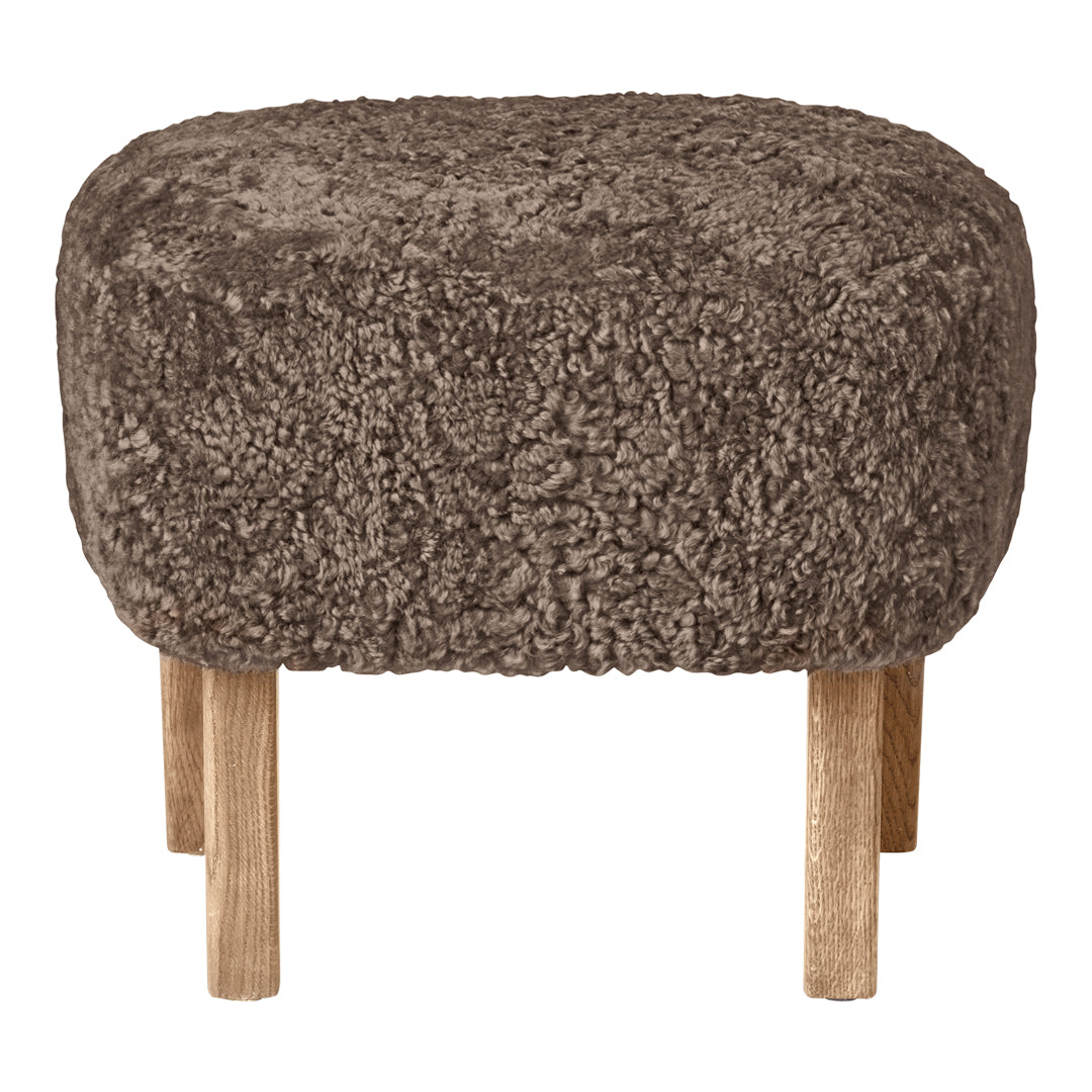 Premium Ingeborg Ottoman with Genuine Sheepskin Upholstery - Luxurious Footrest & Accent Chair for Living Room, Bedroom, or Office Decor