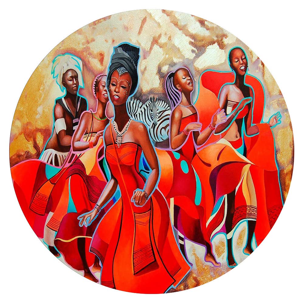 300-Piece African Indigenous Wall Art Puzzle - Round Wooden Jigsaw for Adults & Kids, Stress Relief & Educational Toy, Perfect for Family Bonding & Home Decor