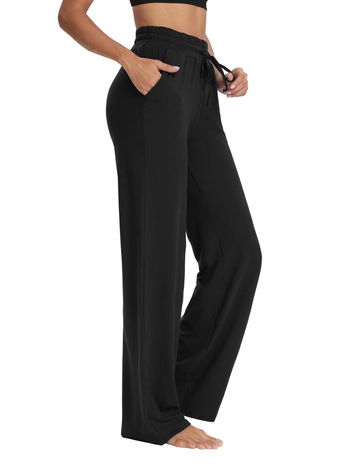 Sarin Mathews Women's Wide Leg Yoga Sweatpants - Comfortable Lounge Pajama Pants with Drawstring & Pockets for Workout, Jogging & Relaxation at Home