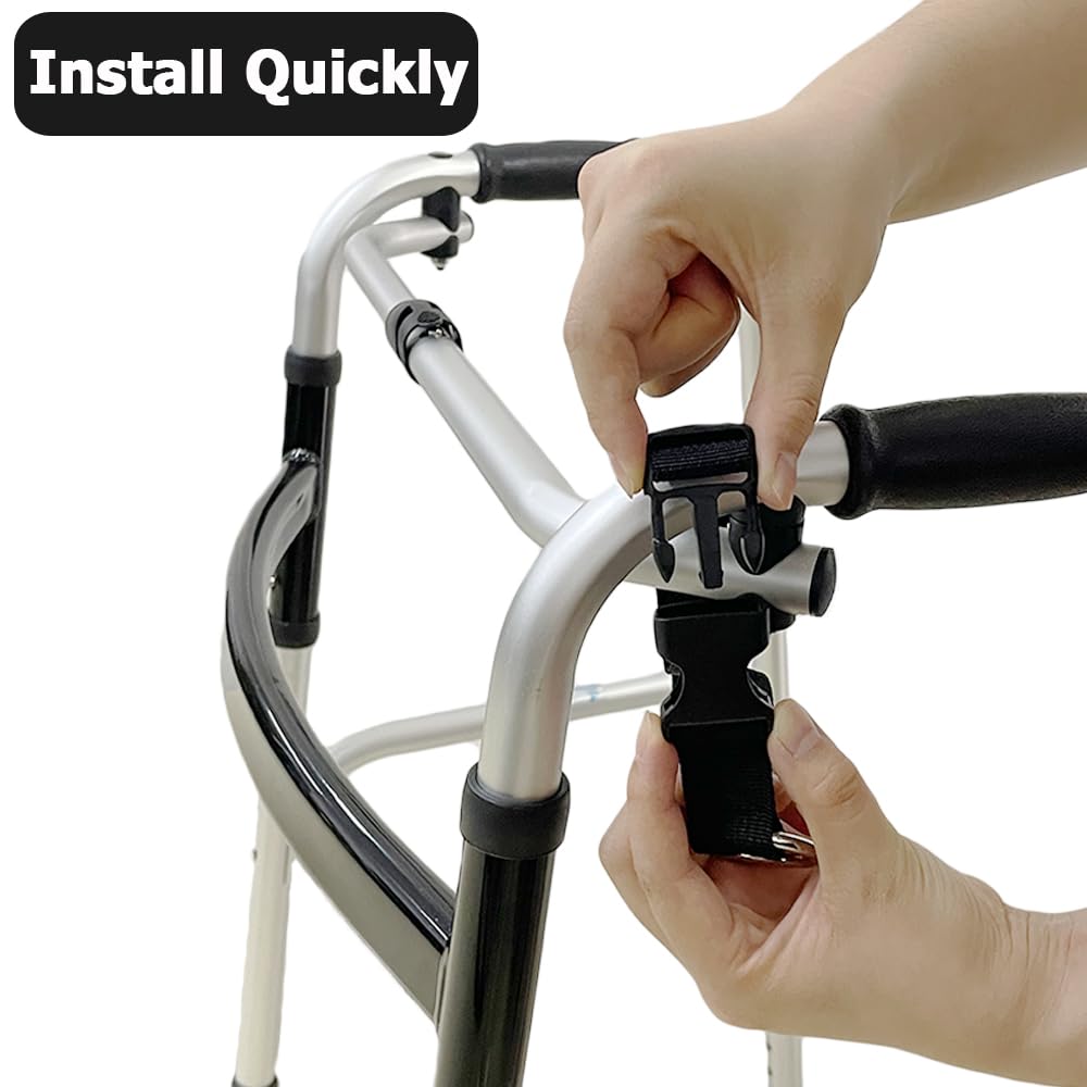 2Pcs Walker Organizer Hooks for Strollers, Rollators, Wheelchairs & Crutches - Lightweight & Easy to Carry for Elderly & Disabled - Perfect for Shopping, Travel & Daily Mobility Assistance
