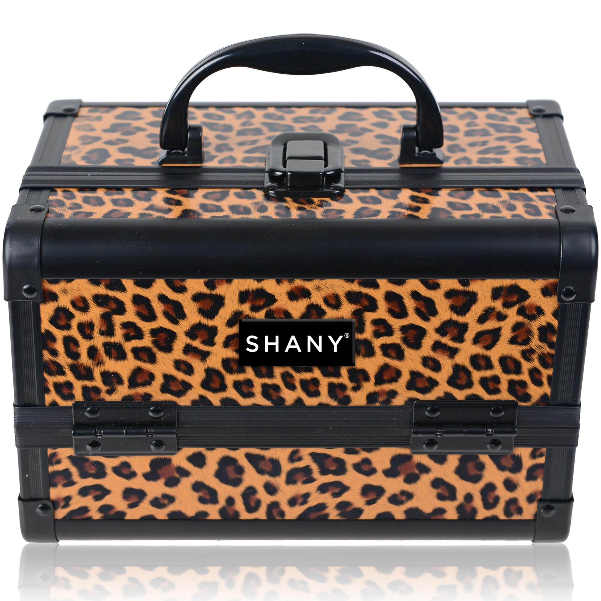 SHANY Chic Makeup Train Case - Portable Cosmetic Organizer with Lock, Multi-Tray Storage & Mirror for Beauty & Jewelry | Travel, Salon & Professional Use - Lost Cheetah Design
