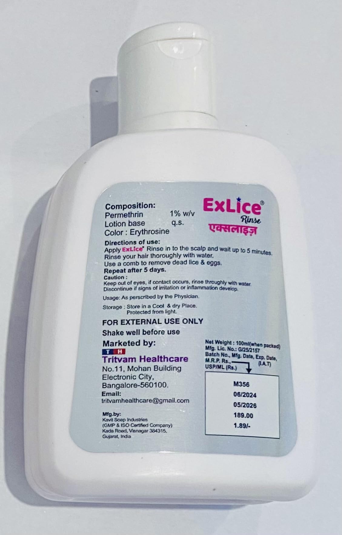 ExLice Rinse Anti-Lice Lotion for Kids & Adults - Fast Acting Lice Treatment with Natural Ingredients - Perfect for Home, School & Travel Use