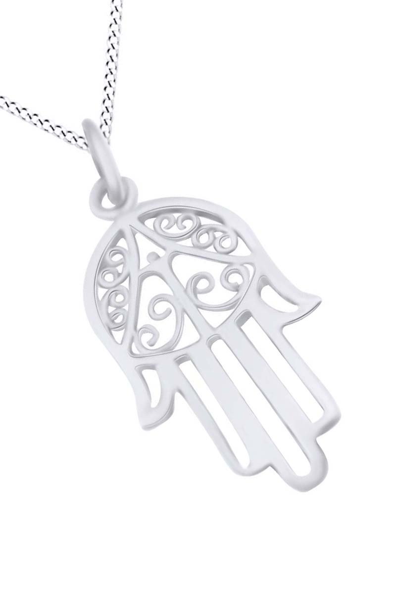 14k Gold Over Sterling Silver Hamsa Hand Pendant Necklace - Elegant Jewelry for Women, Protection & Good Luck Charm, Perfect for Gifts, Daily Wear & Special Occasions