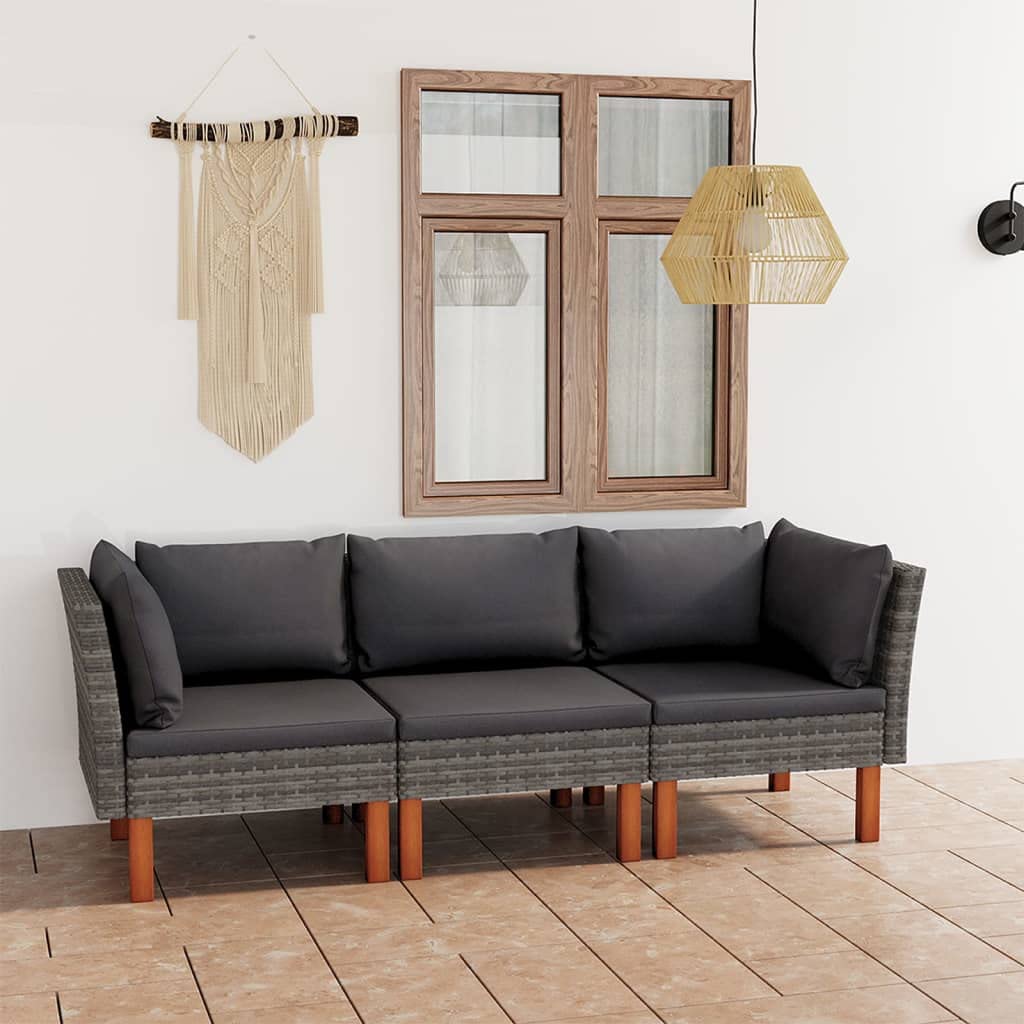 Outdoor Patio Sofa Set with Cushions - Modern Farmhouse Style Gray Poly Rattan Corner Sectional Sofa for Porch, Backyard, Balcony | Perfect for Relaxing, Entertaining & Outdoor Lounging