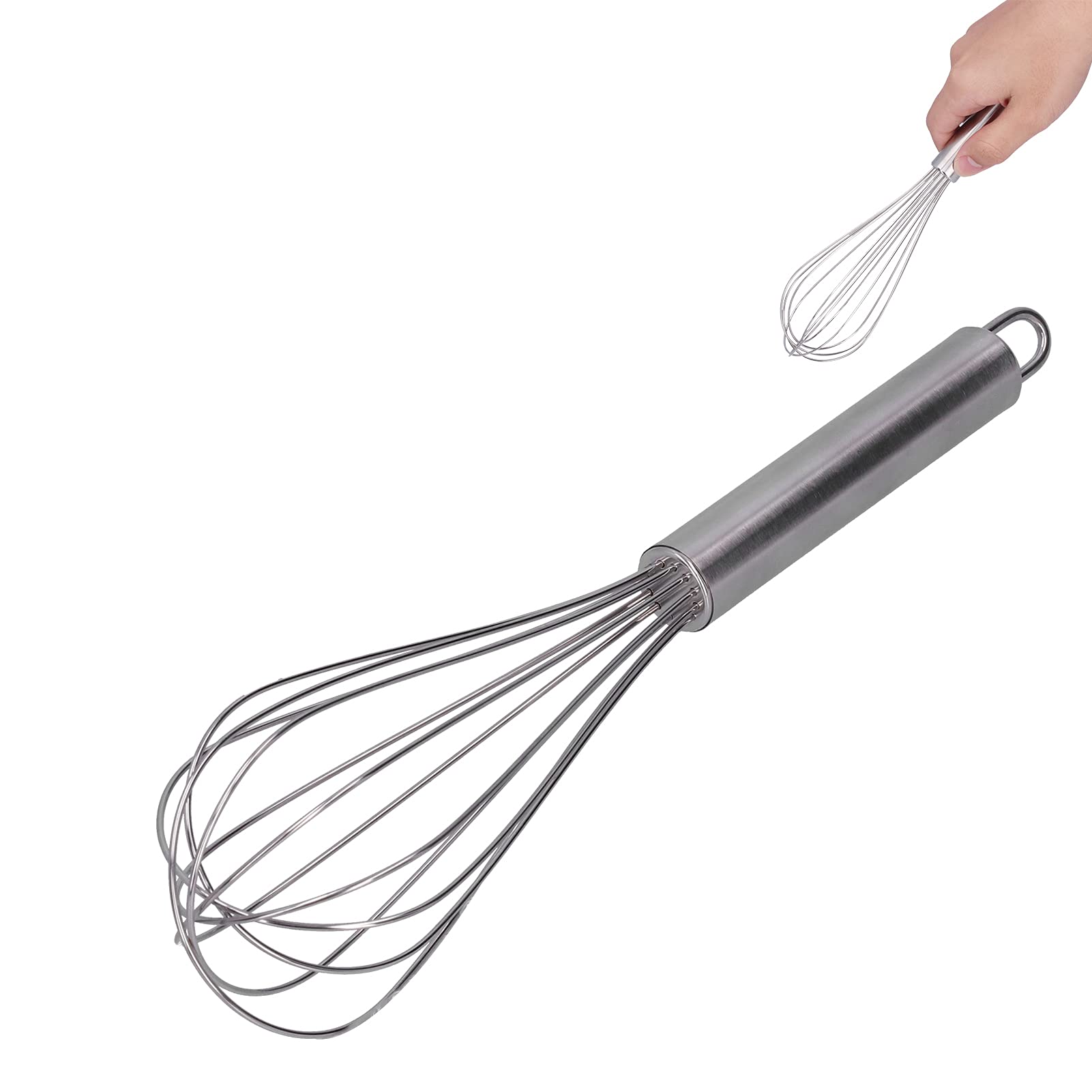 Stainless Steel Egg Whisk - 10 Inch Manual Egg Beater, Hand Mixer for Baking, Cooking & Whipping - Perfect for Cake Shops, Bakeries, Cafes & Home Kitchens - Durable & Lightweight Kitchen Tool for Eggs, Cream & Batter