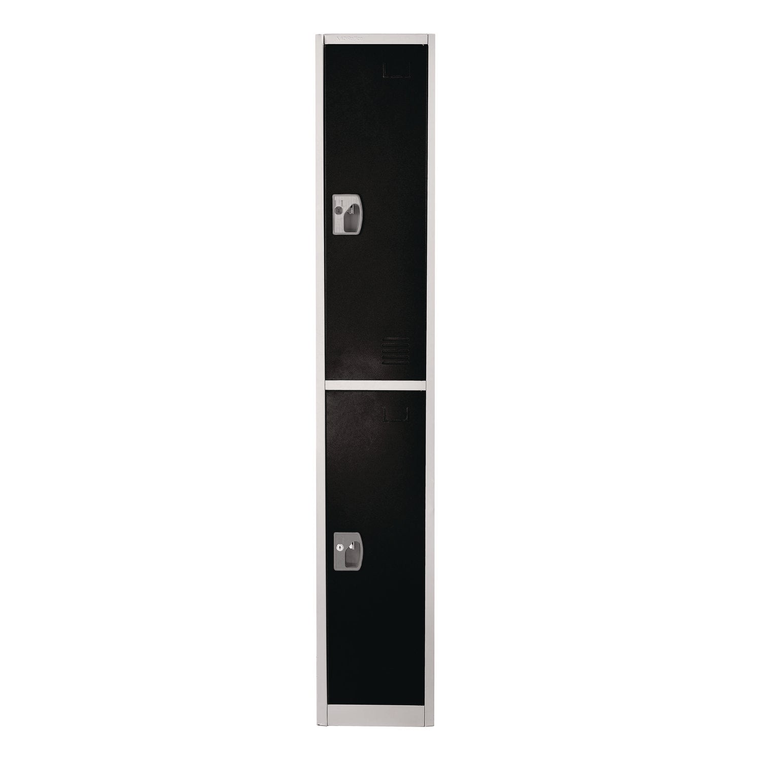 Steel Storage Locker with 2 Compartments - 12 x 12 x 72 Inches, Black - Heavy-Duty Metal Locker for Office, Gym, School & Warehouse Organization