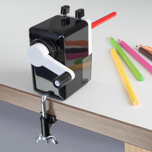 Rapesco 64 Heavy Duty Desktop Pencil Sharpener - Black (R64000B2) | Perfect for Office, School & Home Use | Durable Metal Blade for Smooth Sharpening