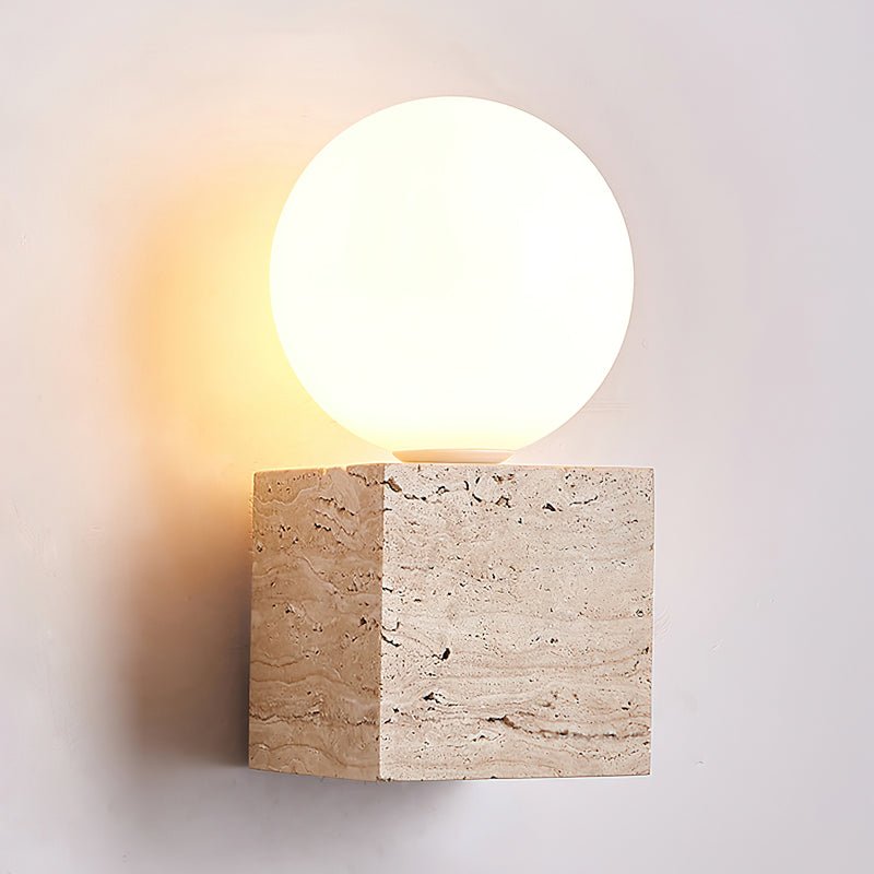 Modern Cube Stone Wall Lamp - LED Night Light for Bedroom, Living Room & Outdoor - Dimmable Ambient Lighting for Home Decor