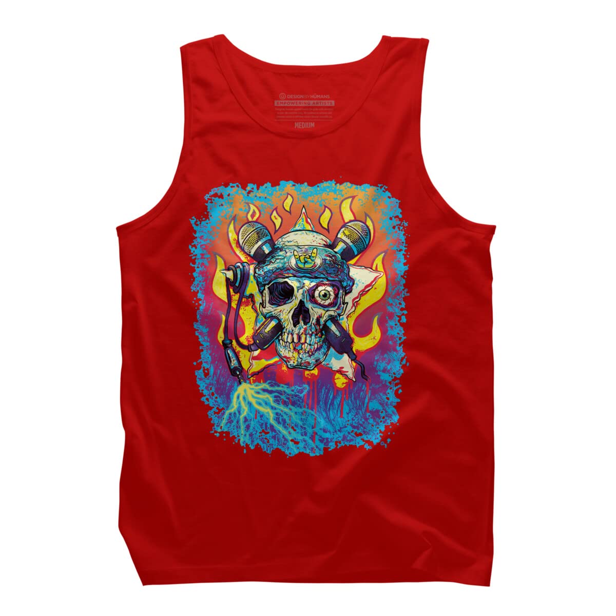 Vintage Rock 'n' Roll Skull & Crossbones Microphone Graphic Men's Tank Top - Soft Cotton Muscle Tee for Concerts, Music Festivals & Retro Style