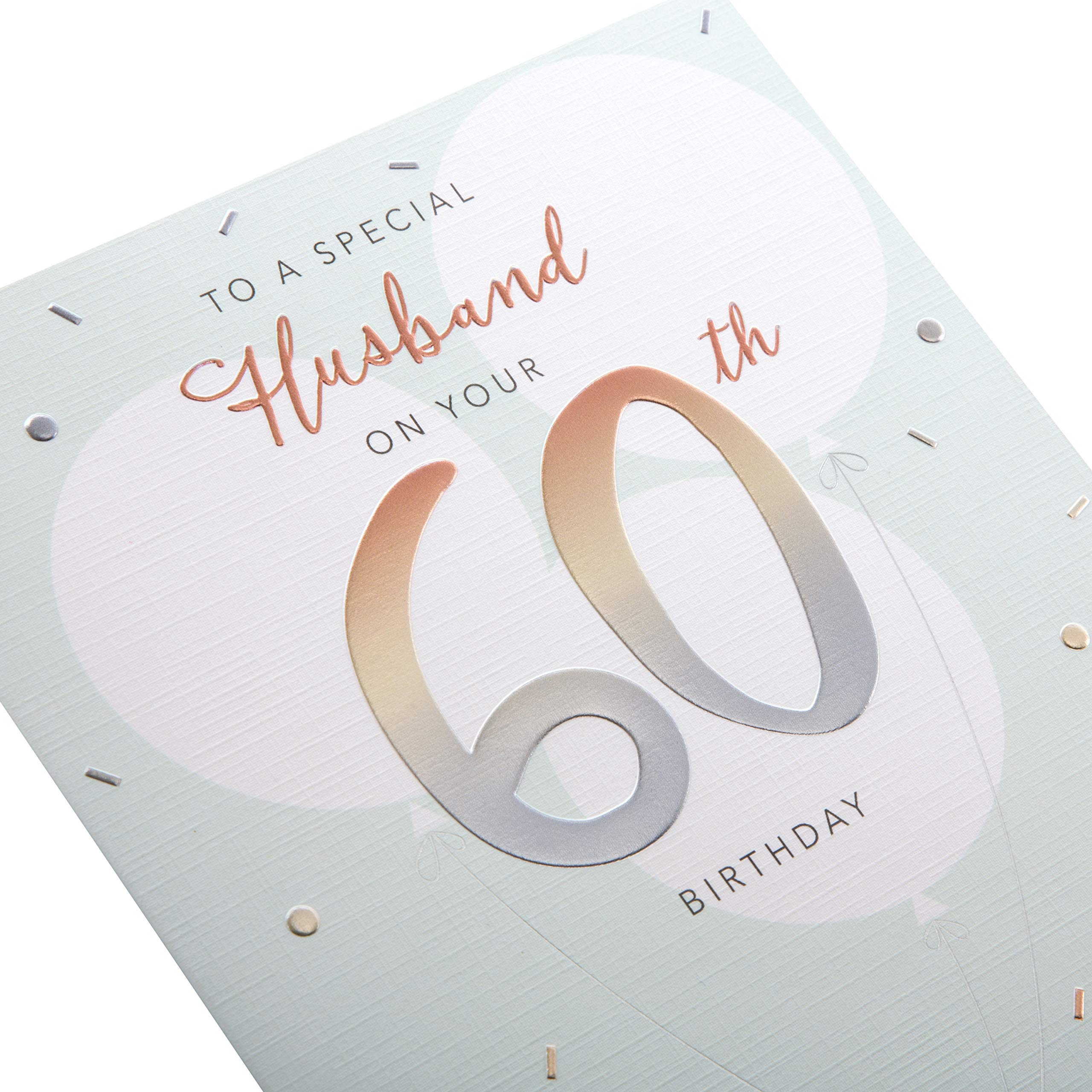 Hallmark 60th Birthday Card for Husband - Elegant Embossed Design on Premium Textured Board | Perfect Milestone Gift for Anniversary, Retirement & Special Occasions