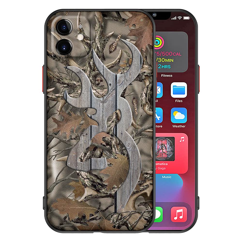 Booukile iPhone 11 Case for Men - Camouflage Design, Durable Silicone with Red Button & Leather Back Cover - Customized Protective Phone Case for iPhone 11 - Perfect for Outdoor, Work, and Daily Use