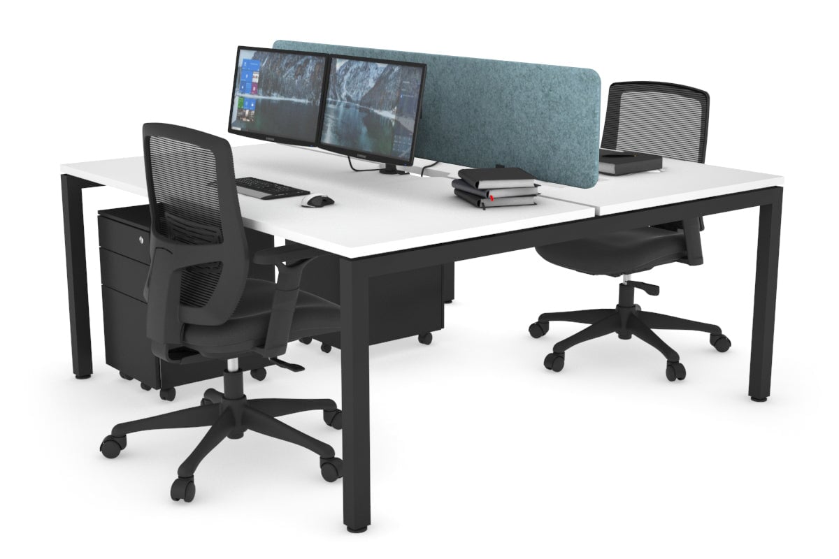 Quadro Square Legs 2-Person Office Workstation Desk - 1600L x 800W with Cable Management Scallop - Perfect for Shared Workspaces & Home Offices