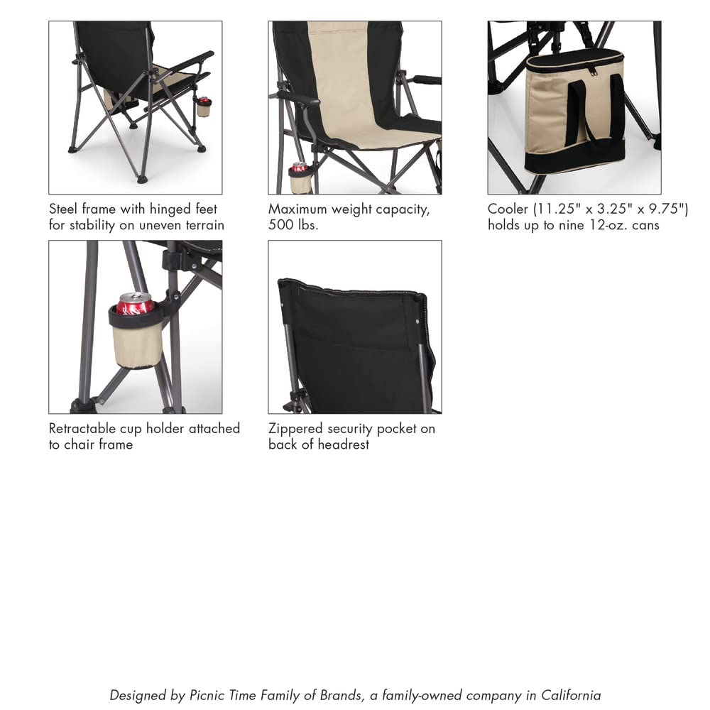 NFL Big Bear XXL Heavy Duty Camping Chair with Cooler & Carry Bag - 500 lb Capacity - Unisex Adult Beach Chair for Picnics, Tailgating, Sports Events & Outdoor Camping