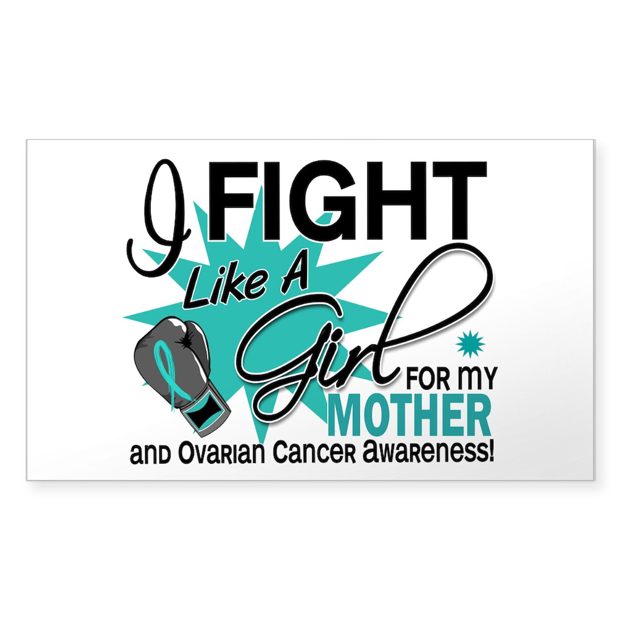 Fight Like A Girl Ovarian Cancer Awareness Sticker - Rectangle Bumper Decal for Car, Laptop & Water Bottle - Support Women's Health & Cancer Survivors