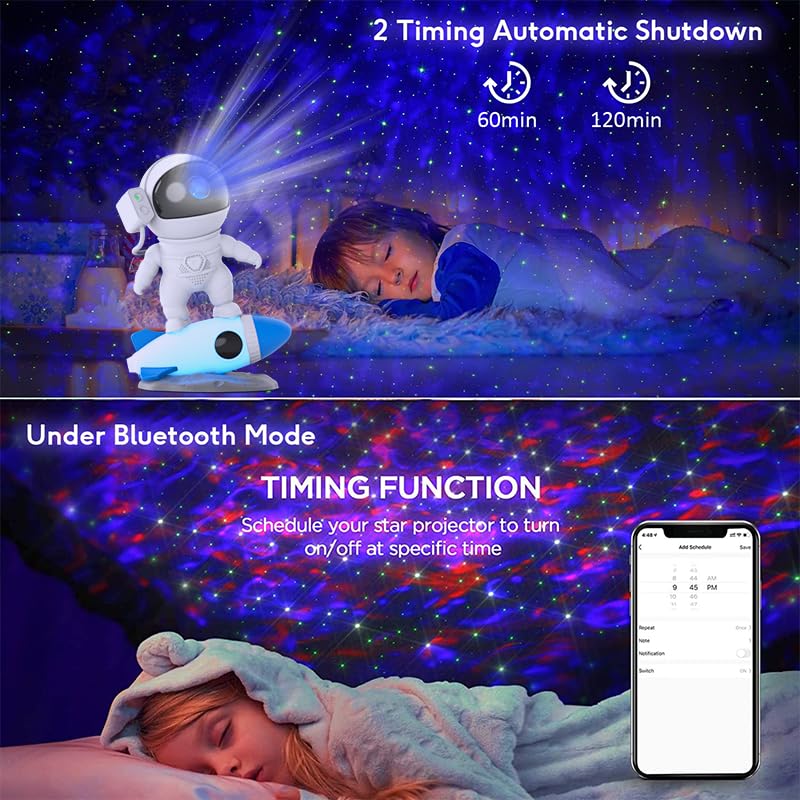 Galaxy Star Projector Night Light with Bluetooth Speaker, Remote & Timer – Astronaut-Themed Starry Sky Projector for Bedroom, Game Room & Home Theater Decor | Perfect for Relaxation, Meditation & Christmas Ambiance