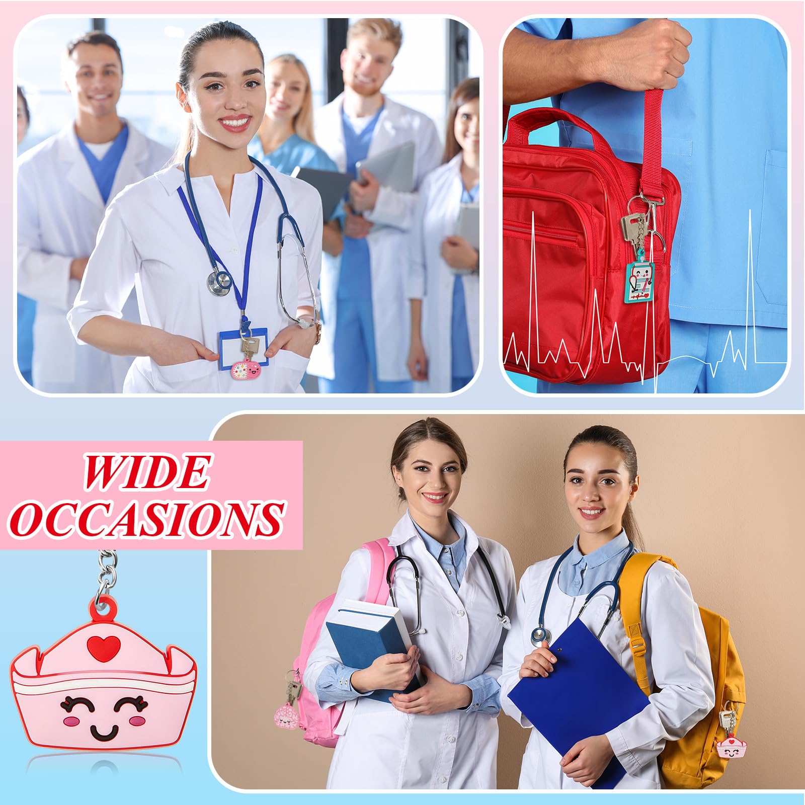 72 Pack Nurse Keychains Bulk - Nurse Week Gifts for Women, Nurse Appreciation Gifts, Medical Staff Accessories - Perfect for Nurse Party Favors, Graduation Gifts & Healthcare Worker Recognition